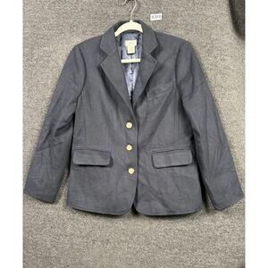 LL Bean Wool Blend Blazer Sport Coat Jacket Womens Size 10P Blue 3 Buttons